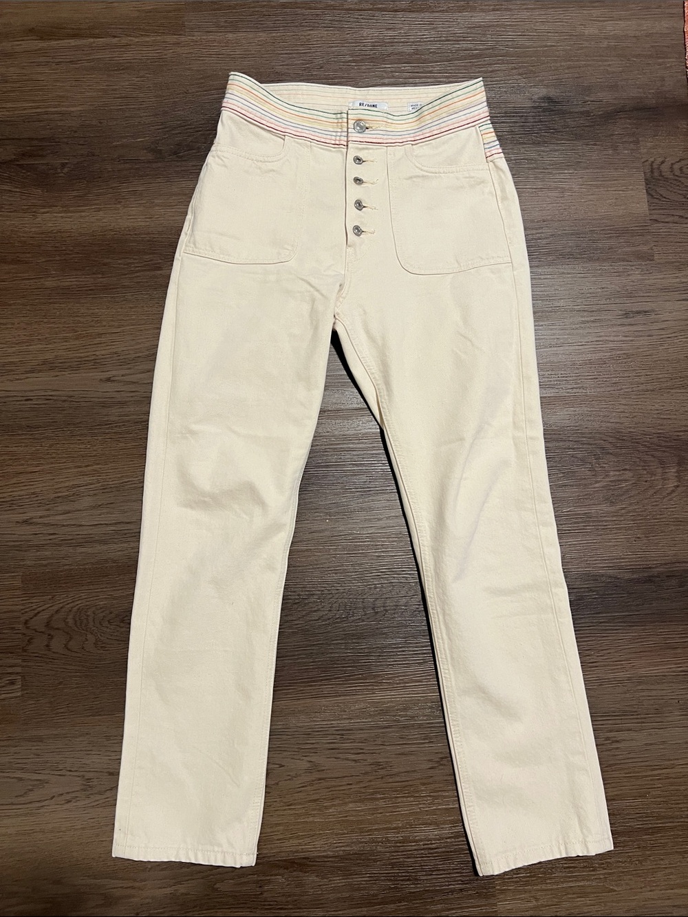 Re/done blanca white cream jeans rainbow